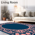 Elegant Floral Swirl Frame Design Rug
