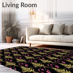 Golden Ferns With Pink Splatters Rug