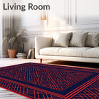 Orange Geometric Maze Pattern Rug