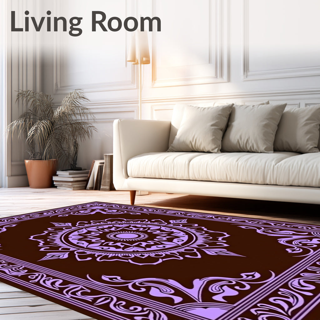 Elegant Purple Mandala Art Rug