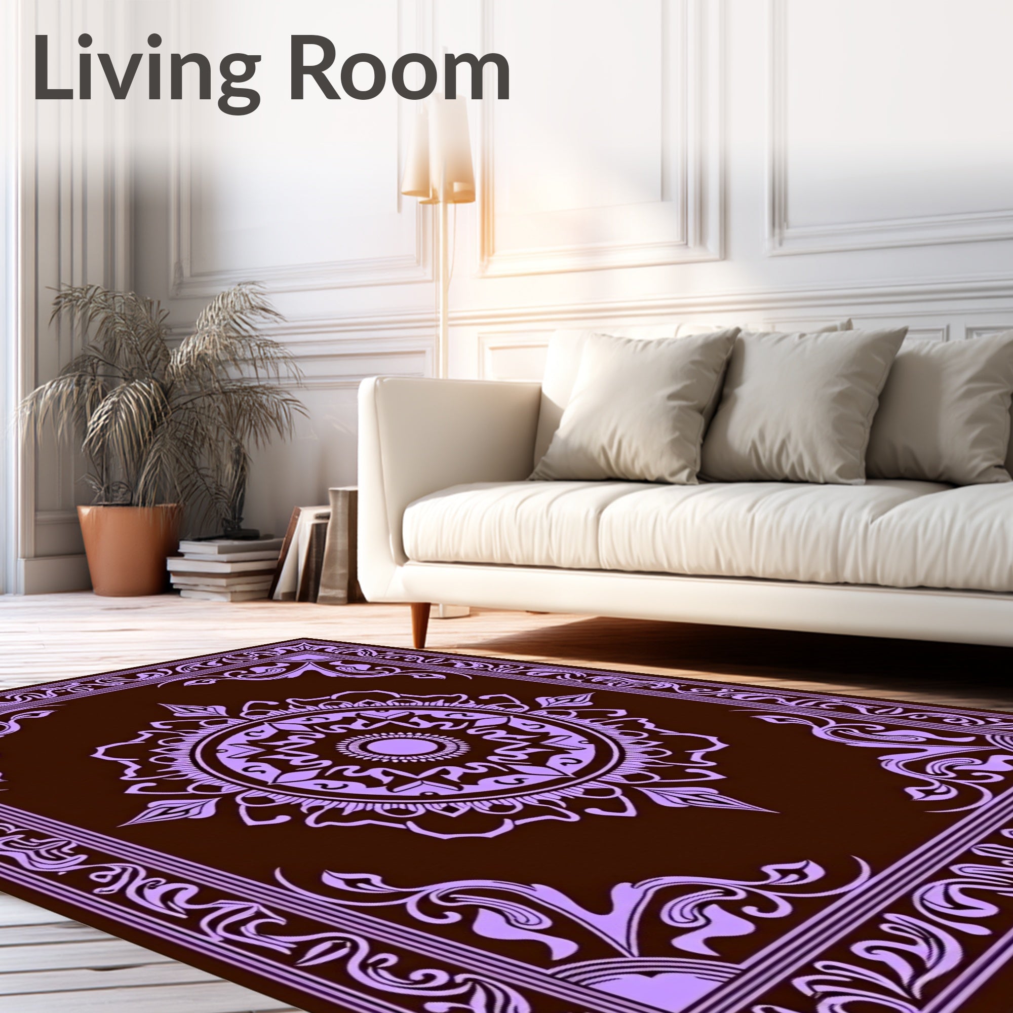 Elegant Purple Mandala Art Rug