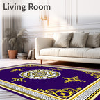 Ornate Gold Floral Medallion Rug