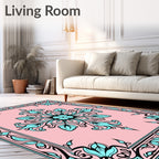 Elegant Blue Floral Symmetry Rug