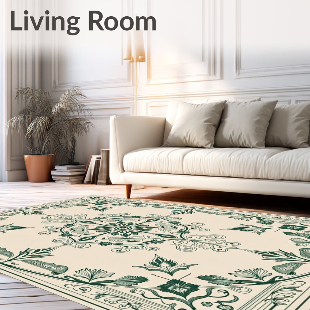 Classic Swirl Floral Botanical Pattern Rug
