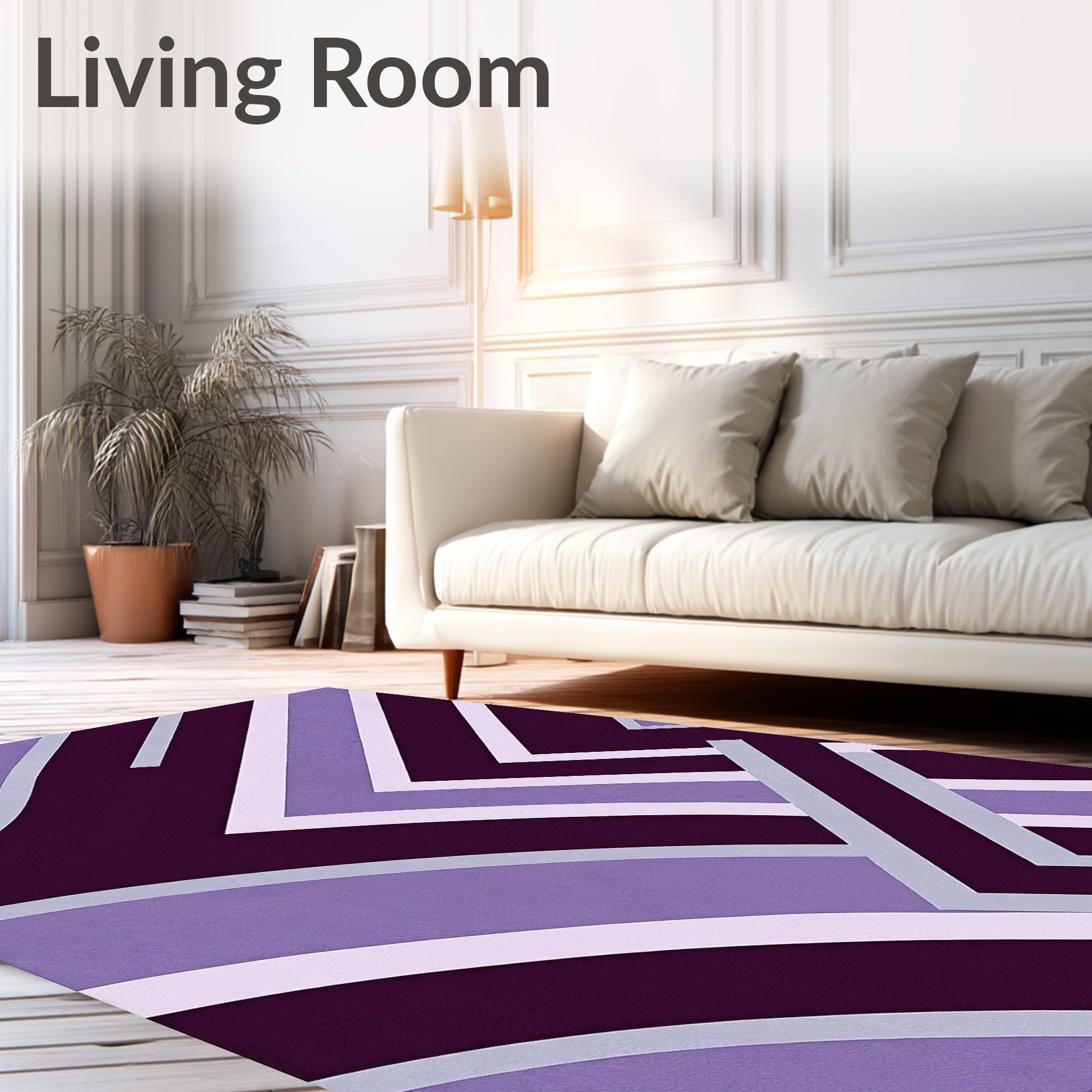 Purple Geometric Arc and Line Rug