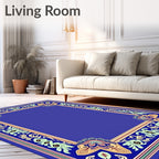 Royal Blue Floral Border Area Rug