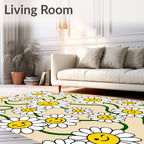 Daisy Smiley Faces Retro Design Rug