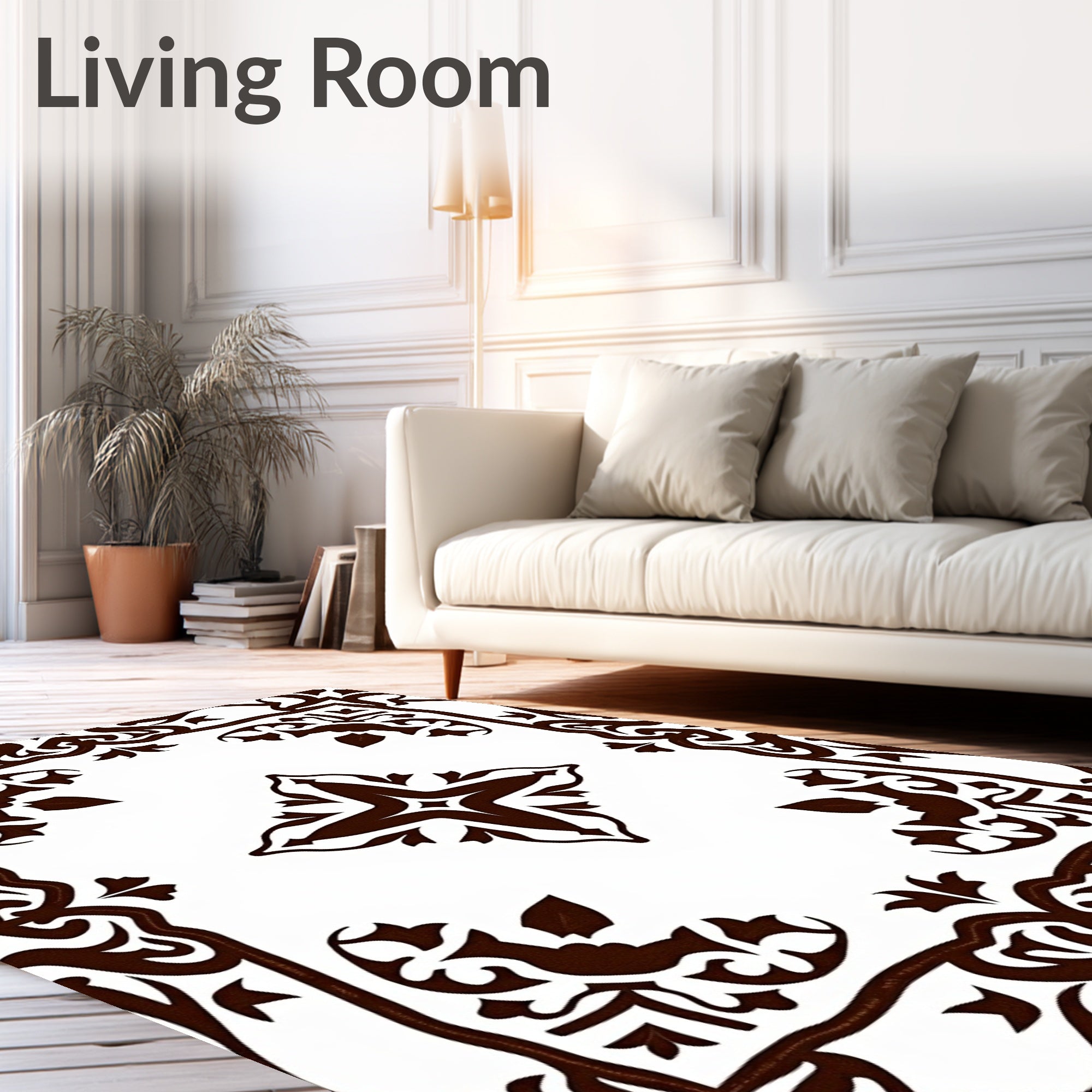 Ornate Scrollwork Floral Medallion Rug