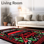 Red Truck Holly Christmas Garland Rug