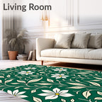 Elegant Cream Floral Vine Pattern Rug