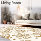 Golden Damask Scroll Pattern Rug
