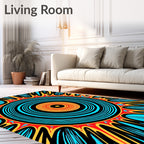 Vibrant Sunburst Concentric Rings Pattern Rug