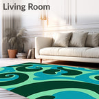 Teal Green Swirl Pattern Rug
