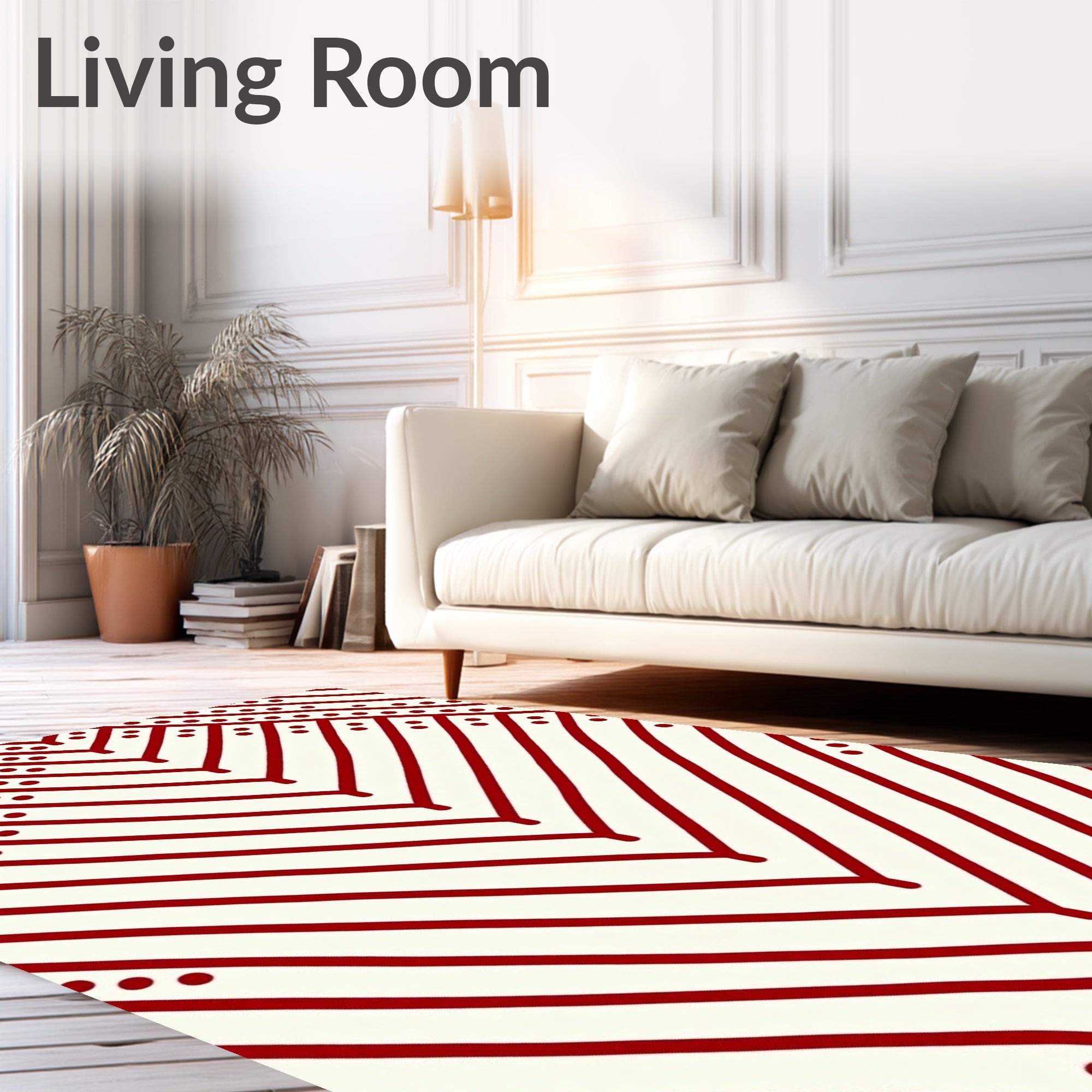 Red Chevron Pattern With Dots Rug