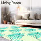 Aqua Leaf Pattern Design Rug