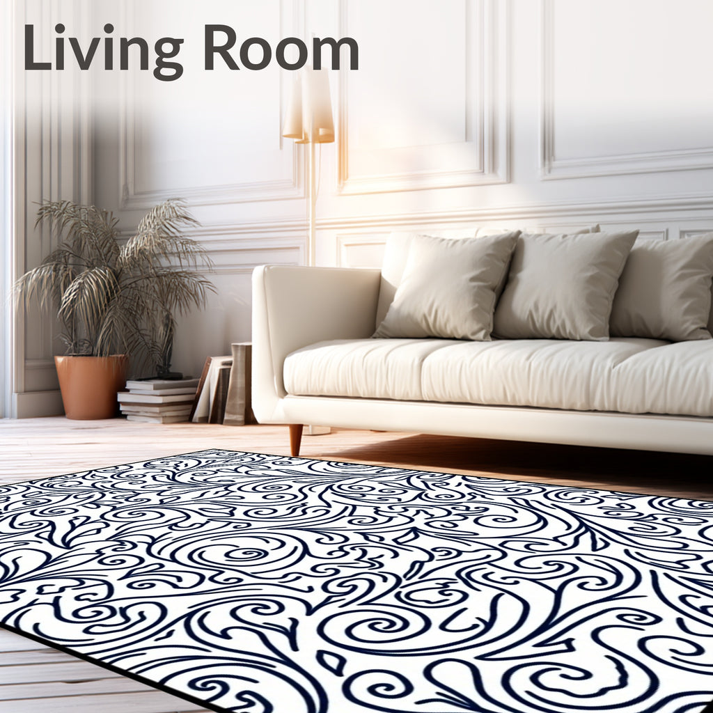 Elegant Floral Swirl Pattern Design Rug