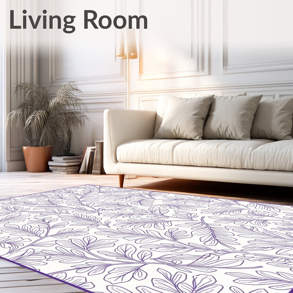 Elegant Purple Botanical Vine Pattern Rug