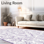 Elegant Purple Botanical Vine Pattern Rug