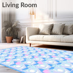 Pastel Blue Pink Abstract Swirl Pattern Rug