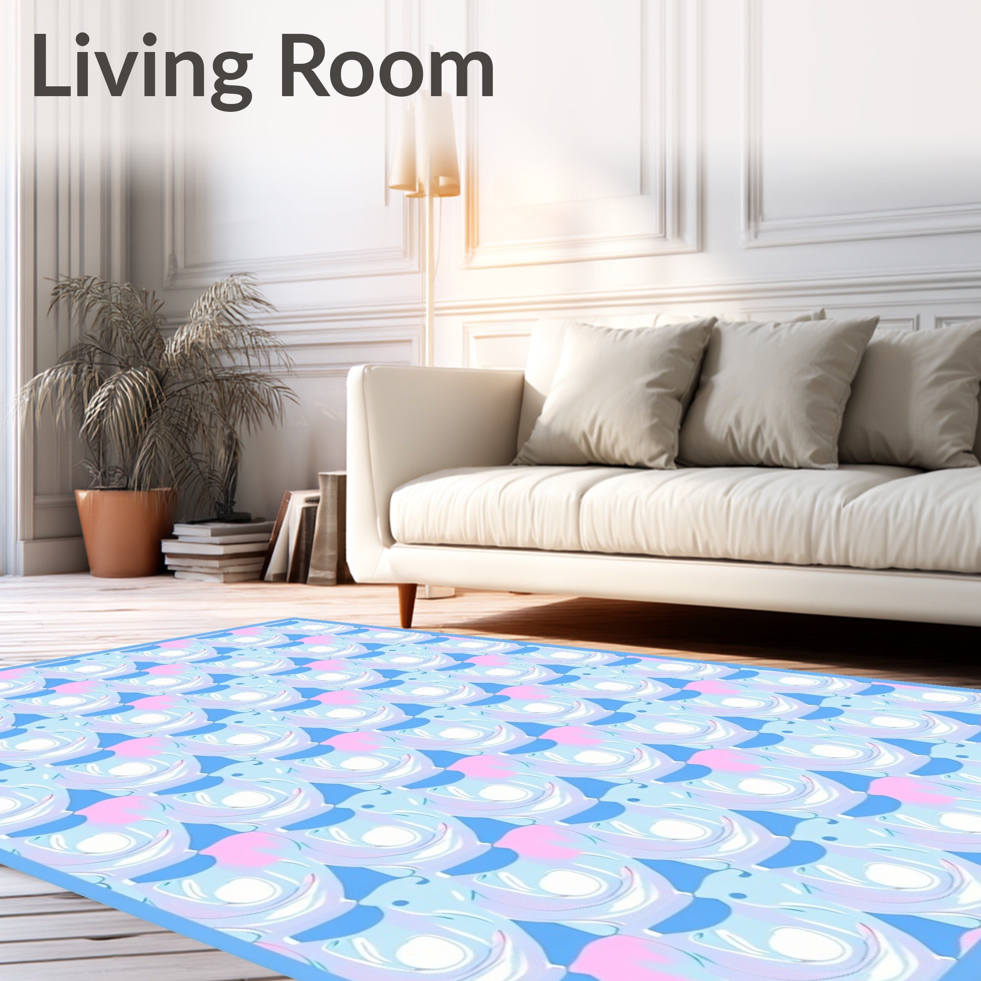 Pastel Blue Pink Abstract Swirl Pattern Rug