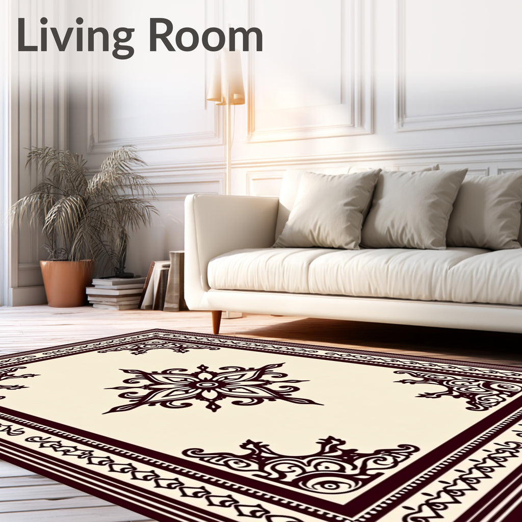 Ornate Floral Medallion Framed Design Rug