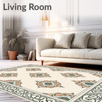 Scroll Border Floral Medallion Pattern Rug