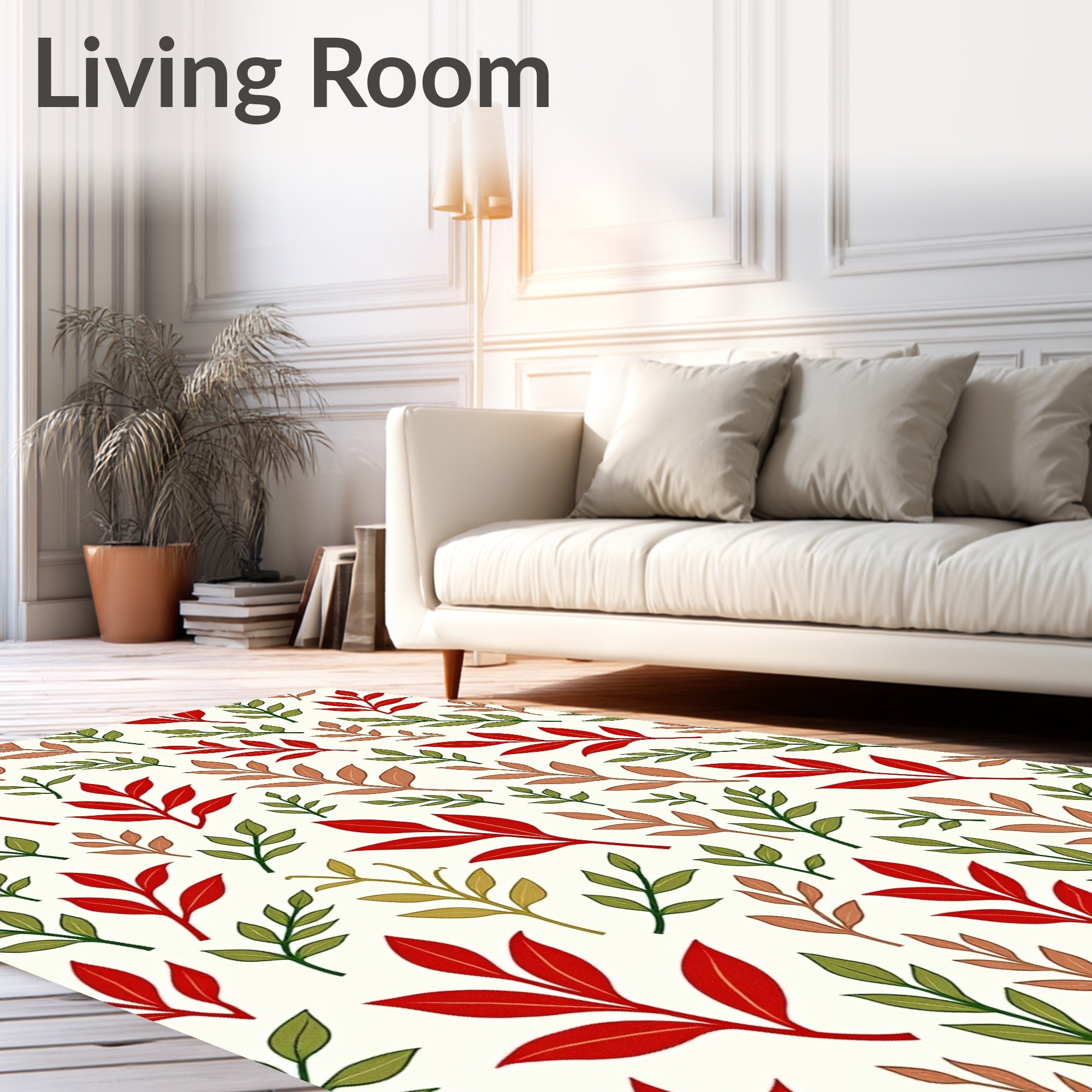 Autumn Leaves Branch Pattern Design Rug