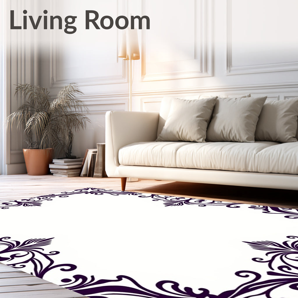 Ornate Swirl Victorian Style Frame Rug