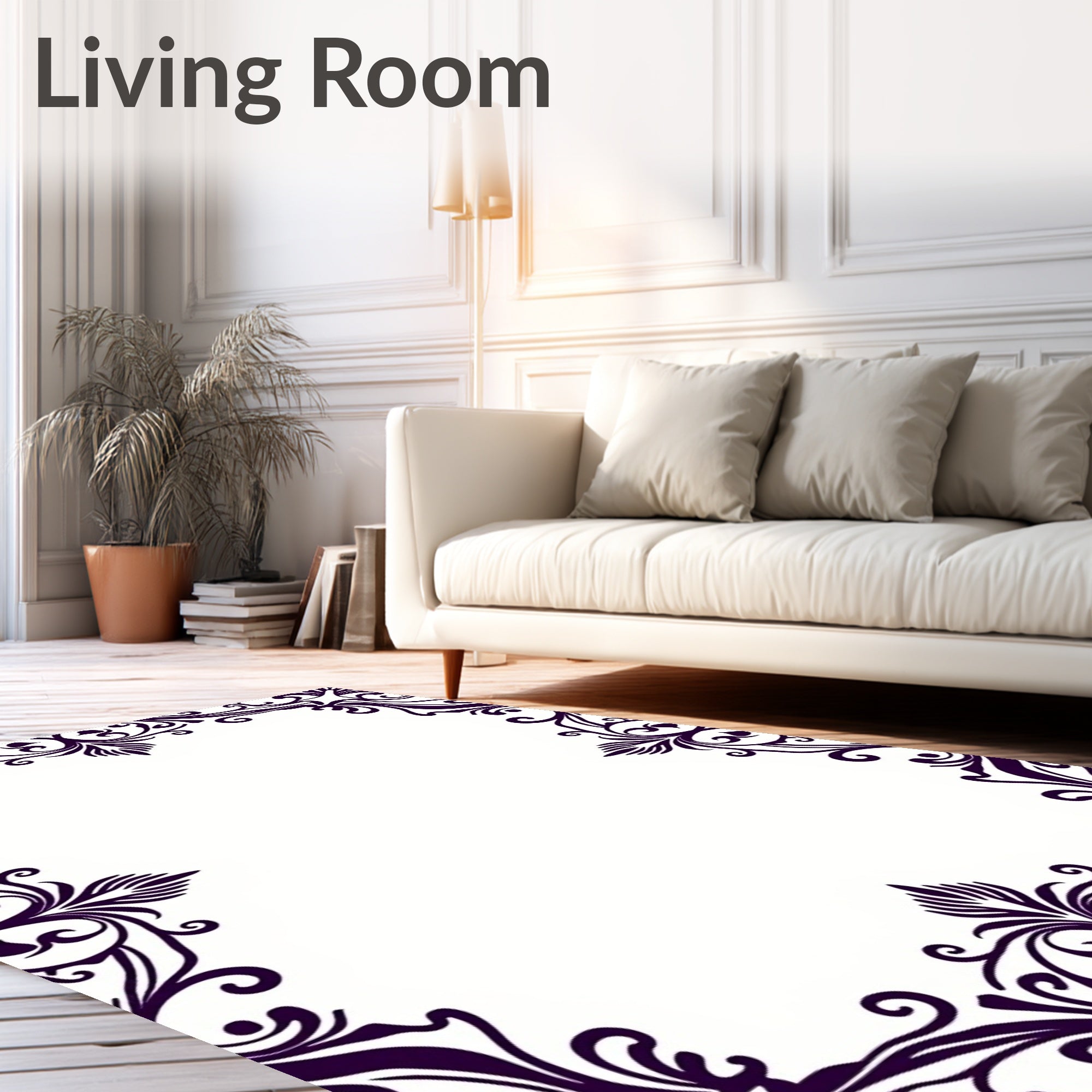 Ornate Swirl Victorian Style Frame Rug