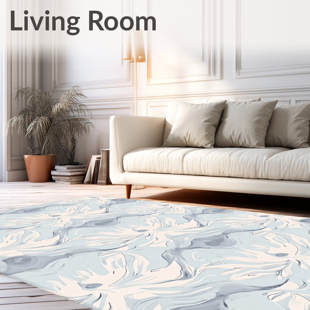 Flowing Petal Pattern Light Blue Rug