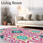 Mandala Pattern Floral Pink Rug