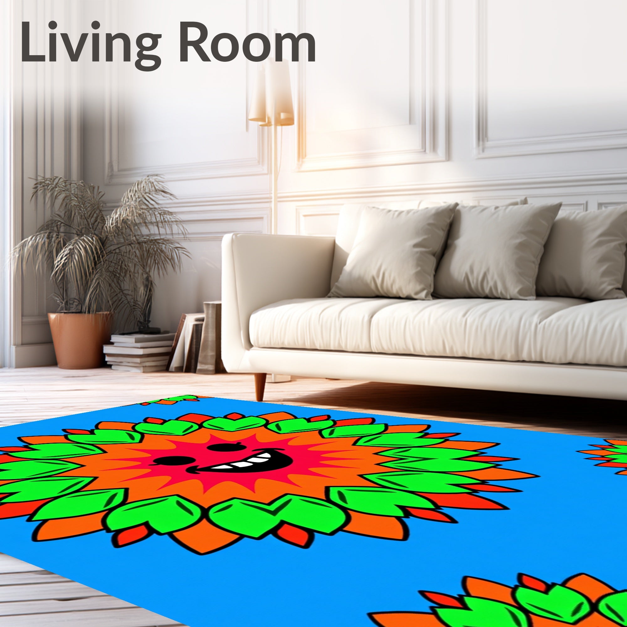 Happy Sun Flower Pattern Design Rug