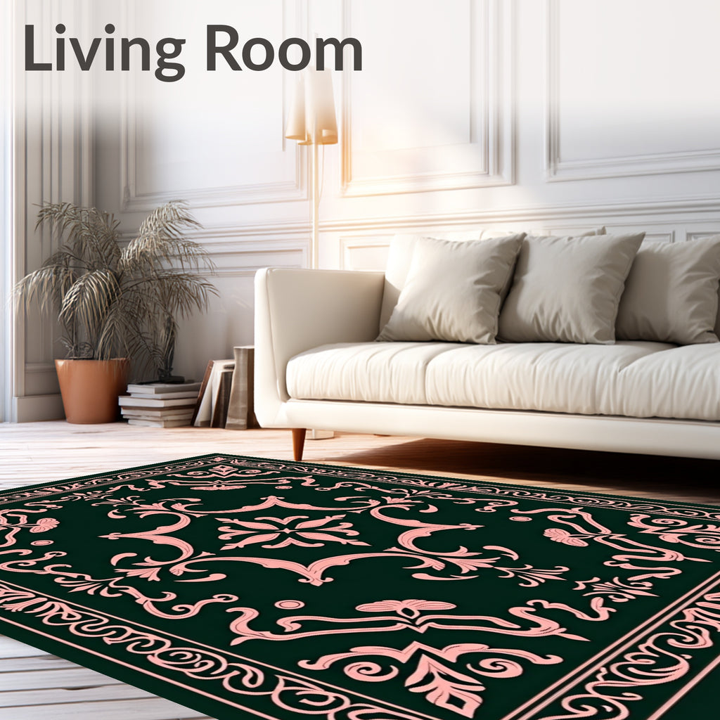 Chic Floral Damask With Swirls Rug