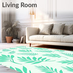 Mint Green Leaf Pattern Design Rug