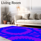 Bold Royal Blue Violet Geometric Pattern Rug