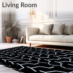 Geometric Honeycomb Black White Pattern Rug