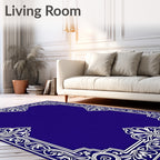 Elegant White Scrollwork Border Design Rug