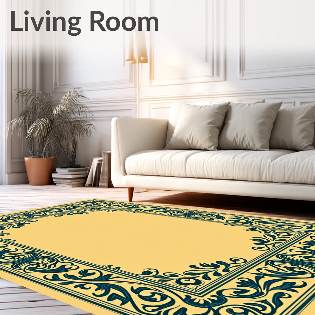 Ornate Floral Frame Design Rug