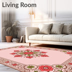 Vintage Floral Scrollwork Pink Rug