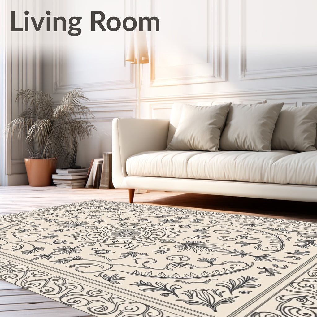 Ornate Floral Scrollwork Design Rug