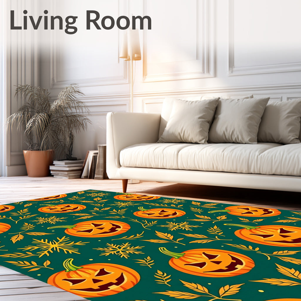 Orange Jack O Lantern Autumn Foliage Rug