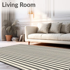 Bold Vertical Black Stripe Pattern Rug