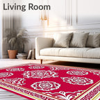 Ornate Floral Red Border Design Rug
