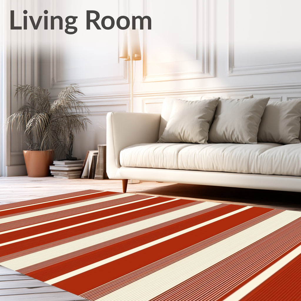 Terracotta Stripe Pattern Rug
