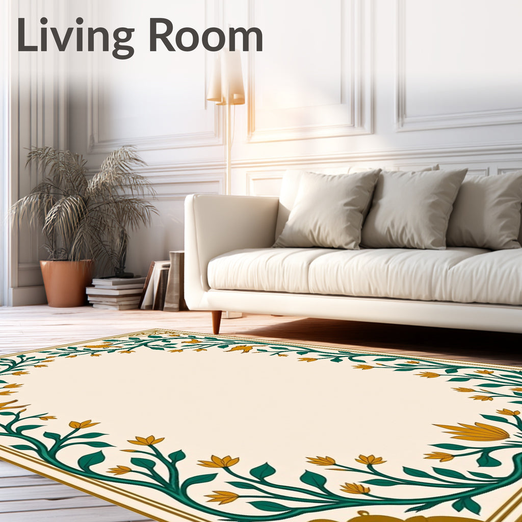 Floral Birds Vine Design Rug