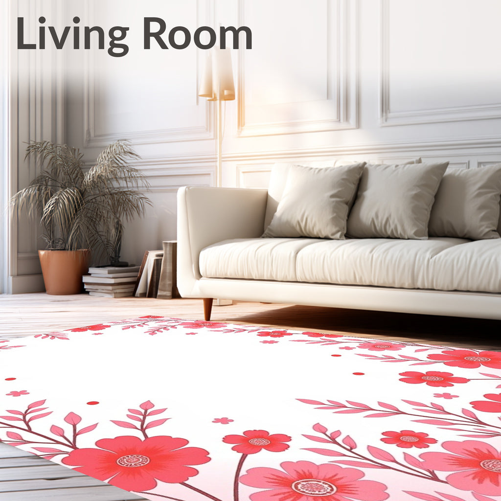 Charming Pink Floral Pattern Rug