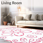 Pink Swirl Flourish Motif Rug