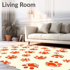 Orange Paw Print Graphic Pattern Rug