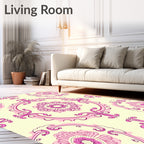 Pink Floral Baroque Pattern Rug