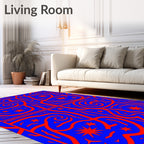Bold Red Swirls Stars Design Rug